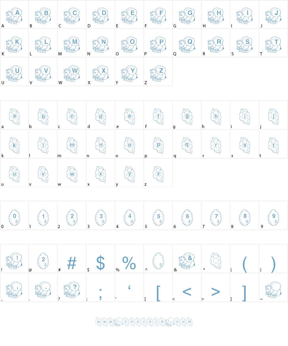 Hunny's Bees Font Character